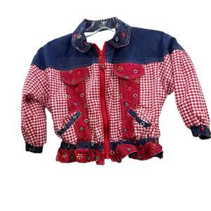 Vintage Retro Izzi Spirit Kids Girls Size 3T Zipup Top Country Plaid Western